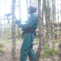 Paintballer in forest